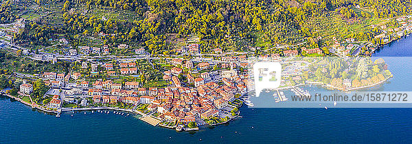 Aerial view of Sala Comacina Lake Como Lombardy Italian Lakes Italy Europe