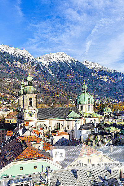 Cathedral of St. James from above Innsbruck Tyrol Austria Europe