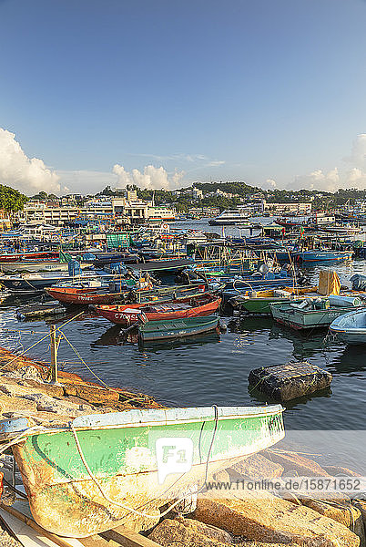 Fishing boats in harbour, Cheung Chau, Hong Kong, China, Asia