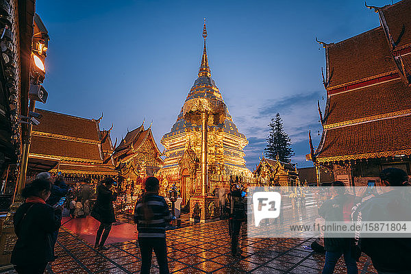 Sonnenaufgang am Wat Phra That Doi Suthep Tempel  Chiang Mai  Thailand  Südostasien  Asien
