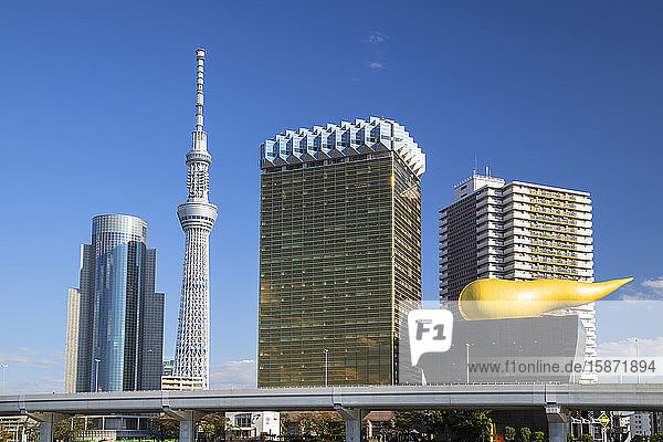 Tokyo Skytree and Asahi Breweries Tower, Tokyo, Honshu, Japan, Asia