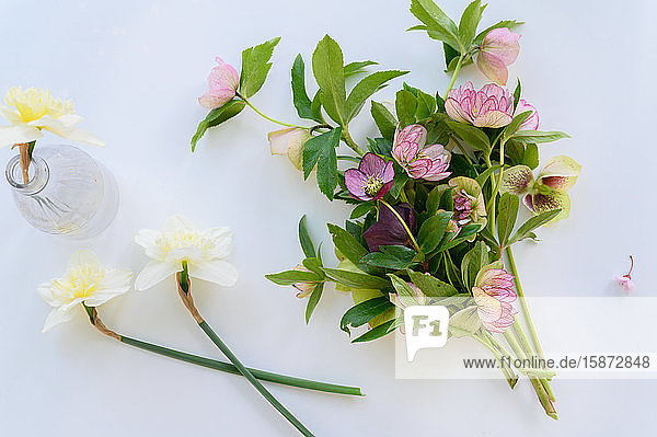Bouquet of spring flowers on table