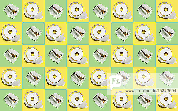 Illustration of rows of toilet paper rolls
