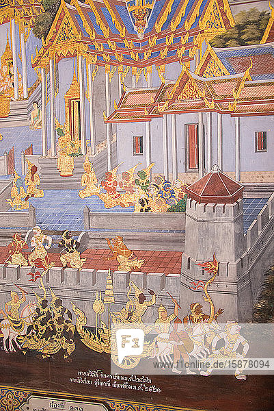 Asien  Thailand  Bangkok  Großer Palast  Ramakien Galerie Gemälde