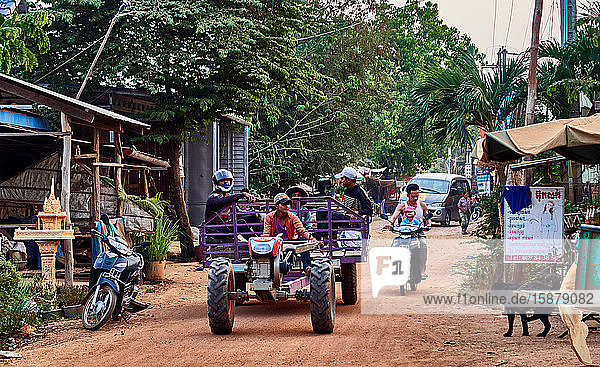 Cambodia  Siam Reap. Traditional KAMPONG TRALACH agricultural village  The main street is full of small stalls