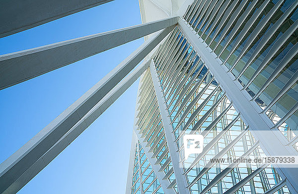 Valencia  Spanien  Die Stadt der Künste und der Wissenschaften des Architekten Calatrava. Detail des Palastes des Museums der Wissenschaften