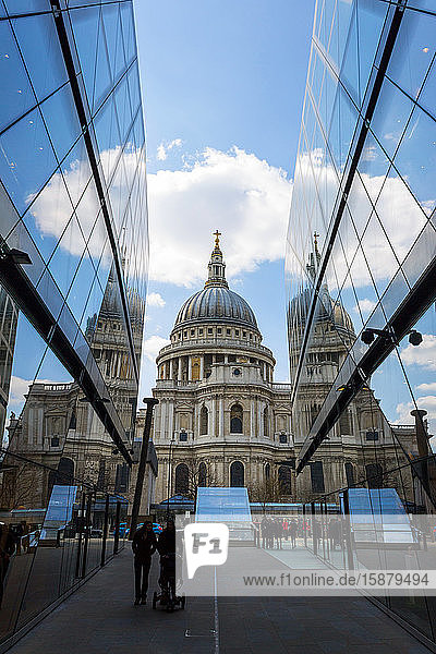 UK  England  London  St. Paul's Cathedral reflection
