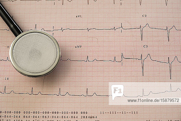 Stethoscope on medical report