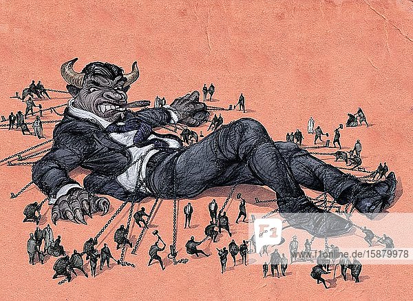 Illustration revolt against financial power