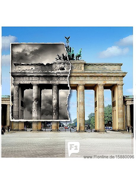 Illustration Berlin 1945 / 2010 Brandenburg Gate