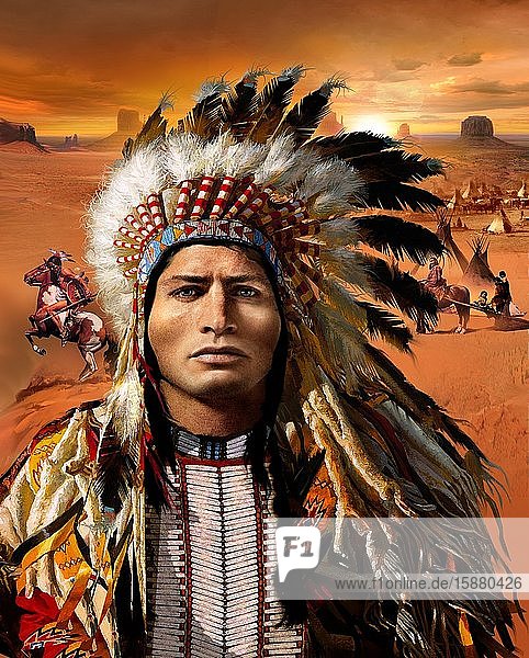 Illustration portrait of an American Indian