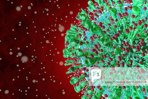 Three dimensional render of COVID-19 virus