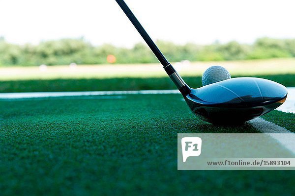 Practice on the field of the golf clubs and balls