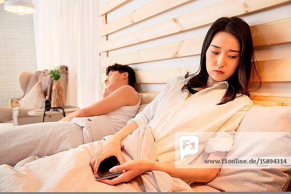 Angry young couple ignored each other