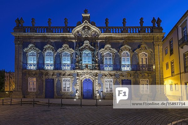 Palacio do Raio, Raio Palace or House of the Mexican at sunset, Front façade, Braga, Minho, Portugal.