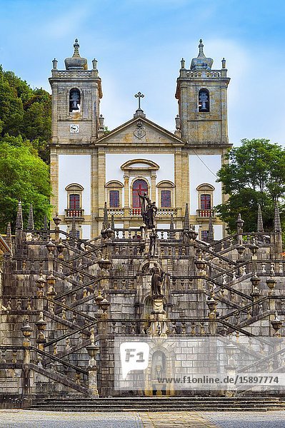 Nossa Senhora da Peneda Sanctuary and Virtue stairway, Peneda Geres National Park, Gaviera, Minho province, Portugal.