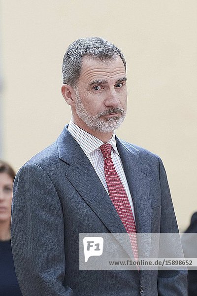 King Felipe VI of Spain attends 38th edition of the school contest ‘What is a King for you?’ at El Pardo Royal Palace on March 9 2020 in Madrid Spain
