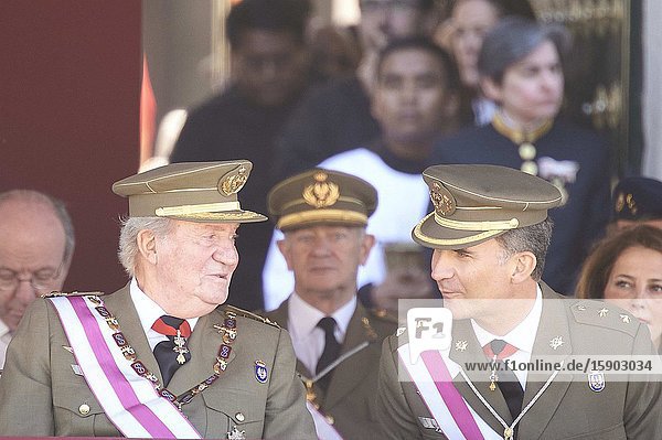 King Juan Carlos of Spain and Prince Felipe of Spain attend the Celebration of the Royal and Military Order of San Hermenegildo to mark the bicentenary of the establishment of the Order at Real Monasterio de San Lorenzo de El Escorial on June 3 2014 in El Escorial MadridKing Felipe VI has decided to renounce the inheritance of King Juan Carlos of Spain ‘that could personally correspond to him ’ announced this Sunday the Casa del Rey in a statement in which he also advances that King Juan Carlos of Spain stops receiving the assignment he has fixed in the Budgets of the House of SM the king.