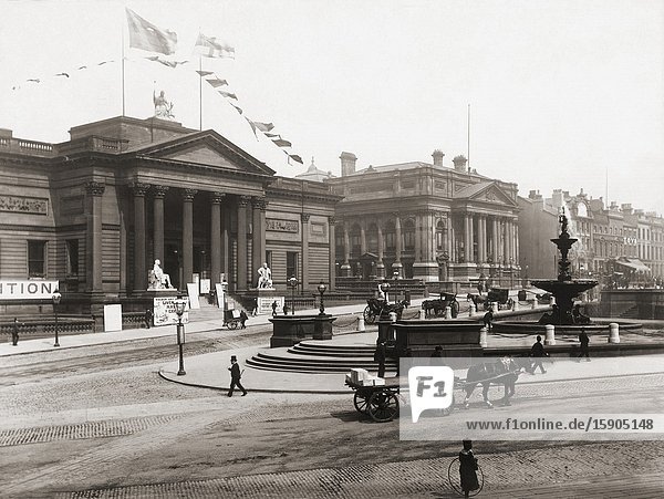The Walker Art Gallery and The County Sessions House Liverpool England in the late 19th century.
