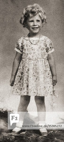 EDITORIAL Princess Elizabeth of York future Elizabeth II born 1926. Queen of the United Kingdom seen here in 1930 when she called herself Princess Lilibet. From The Coronation Souvenir Book published 1937.