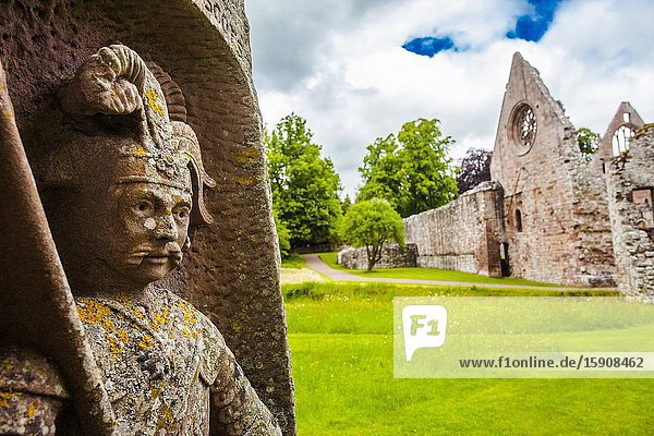 King James II obelisk Dryburgh Abbey Scottish Borders District Scotland United Kingdom Europe.