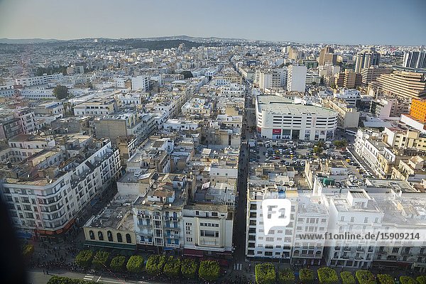 Habib Bourguiba Avenue. Tunis city. Tunisia. Africa. Aerial view.