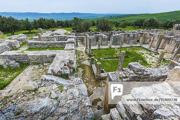Trifolium villa (brothel). Dougga Roman city ruins. Tunisia.