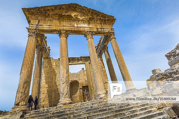 The Capitol. Dougga Roman city ruins. Tunisia.