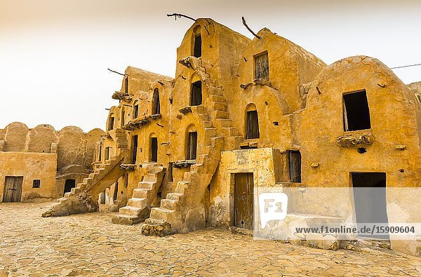Fortified granaries (ksar). Ksar Ouled Soltane village. Tataouine district Tunisia Africa.