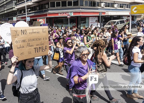 Las Palmas Gran Canaria Canary Islands Spain. 8th March 2020. Thousands turn out for International Women's day march in Las Palmas the capital of Gran Canaria.
