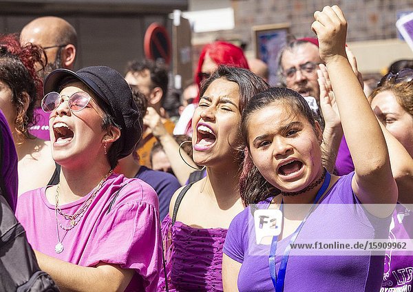 Las Palmas Gran Canaria Canary Islands Spain. 8th March 2020. Thousands turn out for International Women's day march in Las Palmas the capital of Gran Canaria.