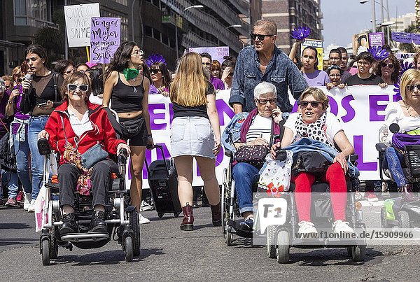 Las Palmas Gran Canaria Canary Islands Spain. 8th March 2020. Thousands turn out for International Women's day march in Las Palmas the capital of Gran Canaria.