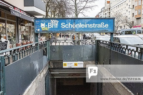 Berlin Germany. Entrance to Schonleinstrasse U-Bahn Station a hotspot for local drug scene.