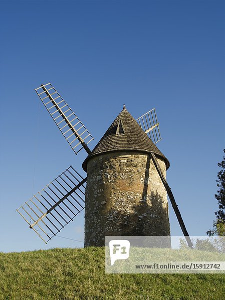Historic windmill built in 1620 Tourtres Lot-et-Garonne Department Nouvelle Aquitaine France.