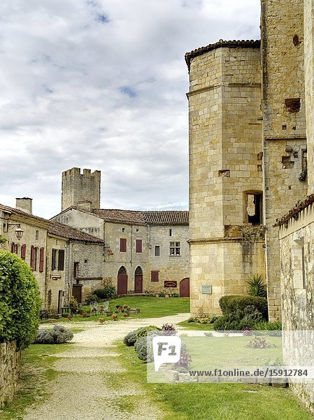 Interior of medieval fortified village of Larressingle Gers Department Nouvelle Aquitaine France.