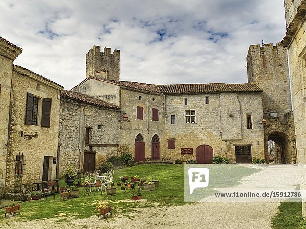 Interior of medieval fortified village of Larressingle Gers Department Nouvelle Aquitaine France.