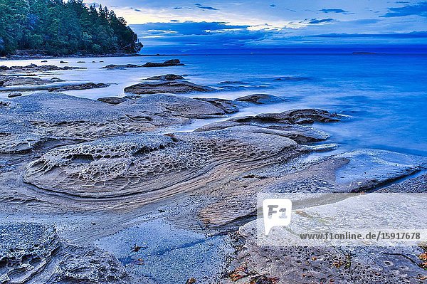 Sandstone formations at McKay Point Newcastle Island Provincial Marine Park Nanaimo British Columbia Canada.