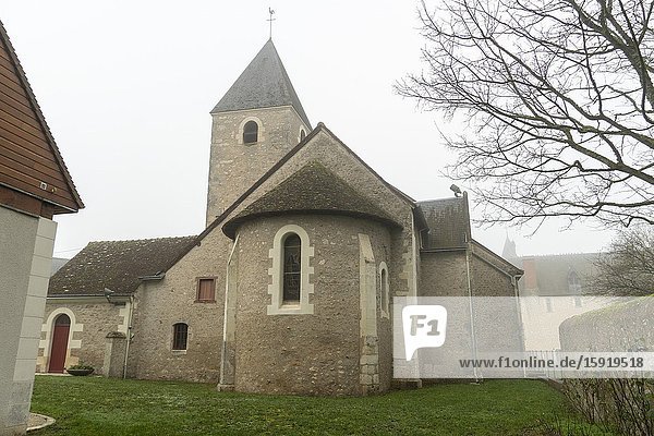 Chateau de Fougeres-sur-Bievre one of medieval castles in France the Loir-et-Cher department. Saint Eloi church.