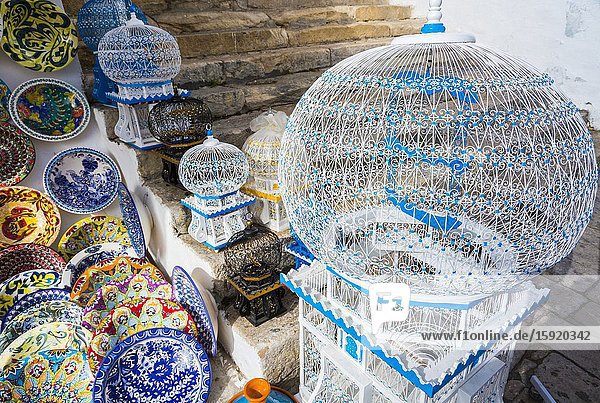 Street view. Sidi Bou Said village. Tunisia Africa.