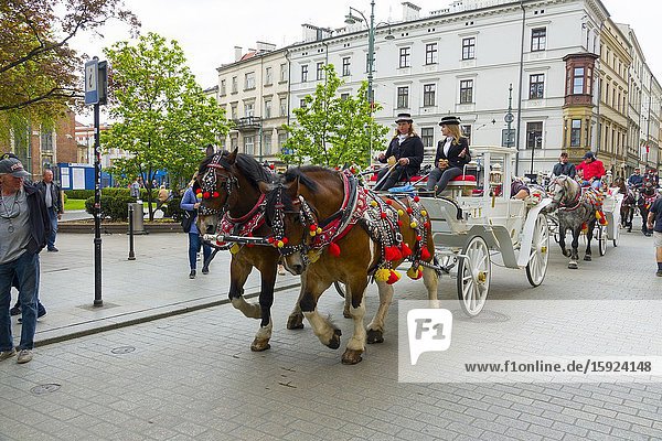 Carriage ride Old Town Krakow Poland Europe EU.