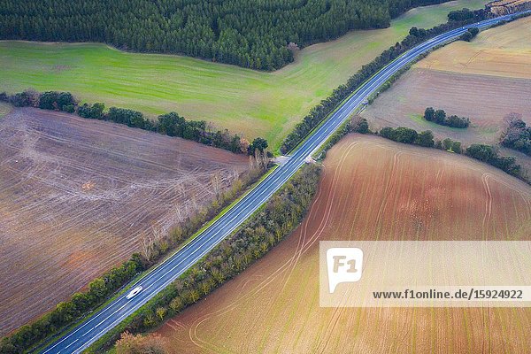 Agricultural area. Aerial view. Ayegui area. Navarre Spain Europe.