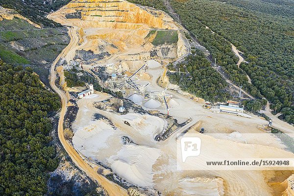 Quarry. Aerial view. Ancin area. Navarre Spain Europe.
