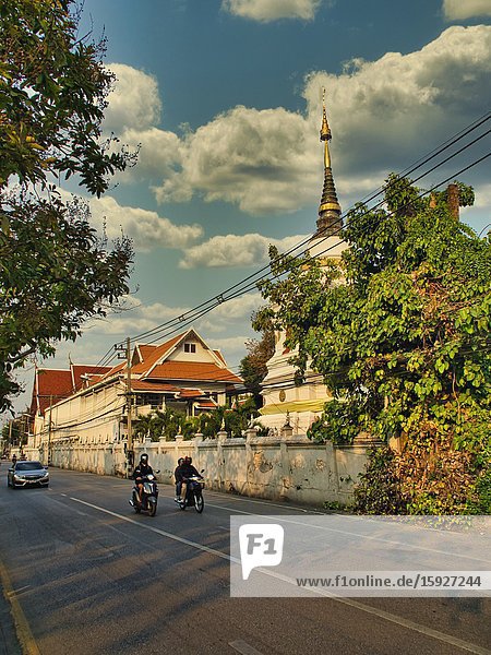Wat Chaisripoom and Chaisripoom Road Chiang Mai Thailand.