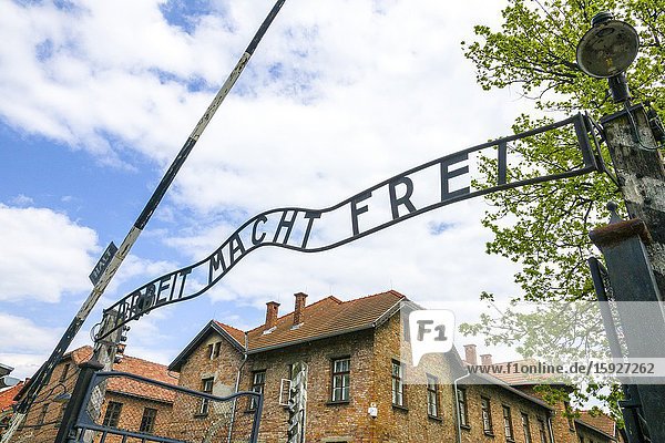 Arbeit macht frei Auschwitz Birkenau Concentration Camp OŠ›wiÄ. cim Museum Southern Poland Europe EU UNESCO.