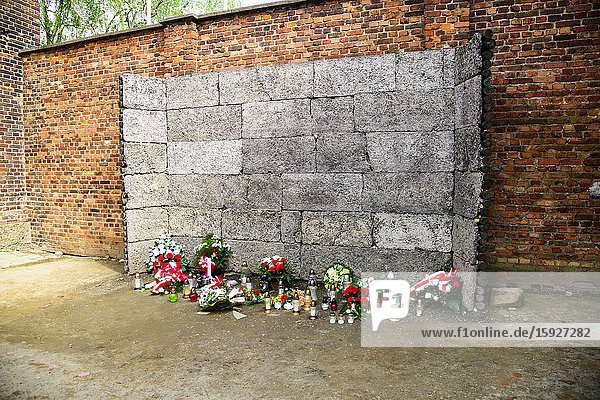 Death Wall Auschwitz Birkenau Concentration Camp OŠ›wiÄ. cim Museum Southern Poland Europe EU UNESCO.
