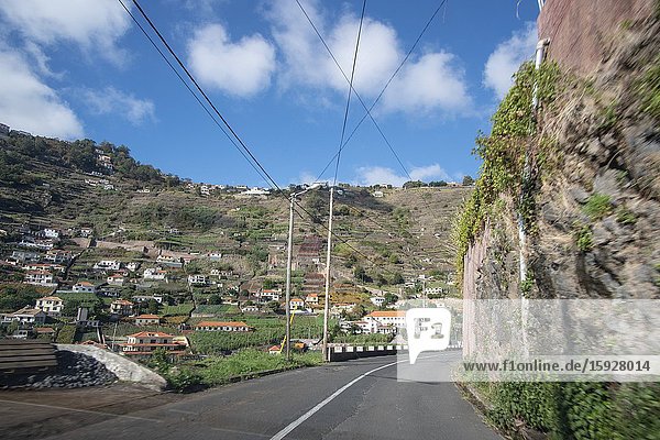 Madeira Portugal on December 10 2019: View of the island from a road.