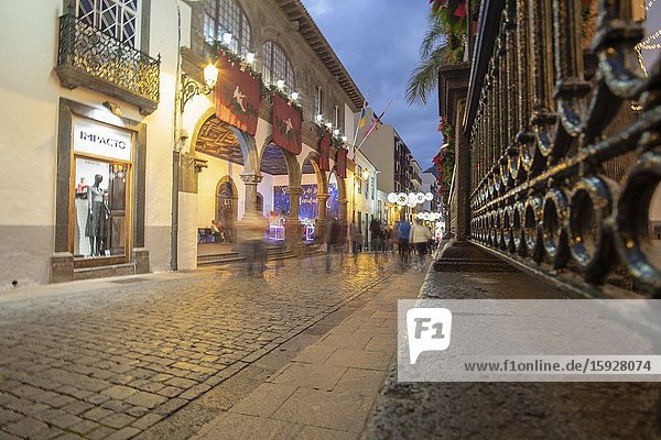 Santa Cruz de la Palma in La Palma island Canary islands Spain on December 11 2019: Christmas lights in the colonial city.