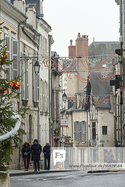 BLOIS FRANCE ON JANUARY 1 2020: St Nicholas district in Christmas time.