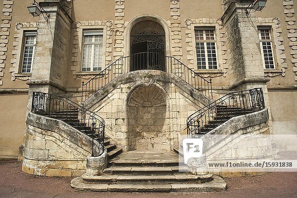 Stairway to the Priory of La Reole La Reole Gironde Department Aquitaine France.