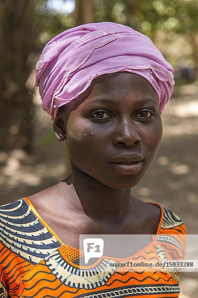 Portrait of woman at Makasutu Cutlure Forest in The Gambia.